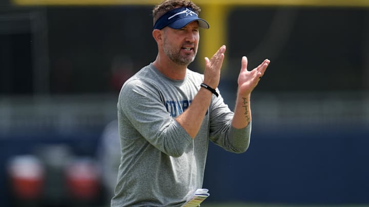 Dallas Cowboys head coach Brian Schottenheimer during training camp at the River Ridge Fields.