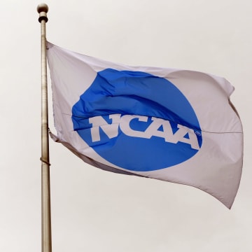 Jun 4, 2024; Eugene, OR, USA; A NCAA logo flag at Hayward Field