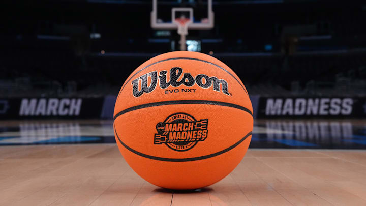 Mar 27, 2024; Los Angeles, CA, USA; A Wilson official Evo NXT game basketball with March Madness and Elite 8 and Sweet 16 logo at Crypto.com Arena. Mandatory Credit: Kirby Lee-Imagn Images Mar 27, 2024; Los Angeles, CA, USA; A Wilson official Evo NXT game basketball with March Madness and Elite 8 and Sweet 16 logo at Crypto.com Arena. Mandatory Credit: Kirby Lee-Imagn Images