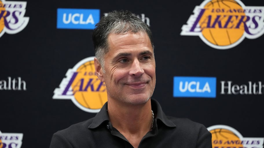 Lakers general manager Rob Pelinka has an important free agency period ahead of him. | Kirby Lee-Imagn Images