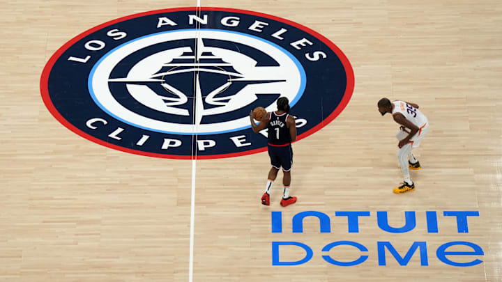The Los Angeles Clippers opened the brand new Intuit Dome on Wednesday night in Los Angeles. The Los Angeles Clippers opened the brand new Intuit Dome on Wednesday night in Los Angeles.