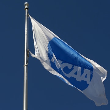 Jun 6, 2024; Eugene, OR, USA;  A NCAA logo flag at the NCAA Track and Field Championships at Hayward Field.