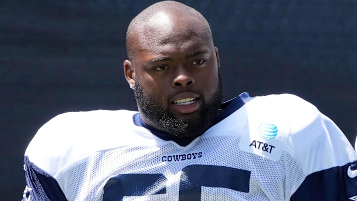 Dallas Cowboys guard Robert Jones (65) at training camp at the River Ridge Fields.
