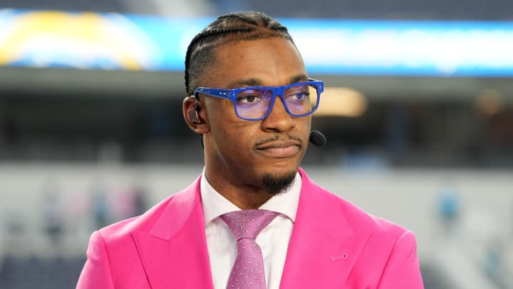 Oct 16, 2023; Inglewood, California, USA; Robert Griffin III on the ESPN Monday Night Football Countdown set SoFi Stadium. Mandatory Credit: Kirby Lee-USA TODAY Sports