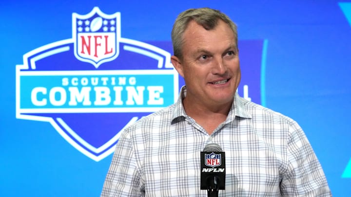 Feb 27, 2024; Indianapolis, IN, USA; San Francisco 49ers general manager John Lynch during the NFL Feb 27, 2024; Indianapolis, IN, USA; San Francisco 49ers general manager John Lynch during the NFL