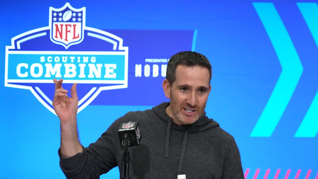 Feb 27, 2024; Indianapolis, IN, USA; Philadelphia Eagles general manager Howie Roseman during the NFL Scouting Combine at Indiana Convention Center. Mandatory Credit: Kirby Lee-Imagn Images