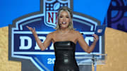 NFL Network host Colleen Wolfe during the 2024 NFL Draft at Campus Martius Park and Hart Plaza. 