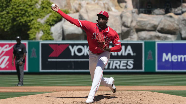 Apr 20, 2024; Cincinnati, Ohio, USA; Los Angeles Angels designated hitter Miguel Sano (22) high