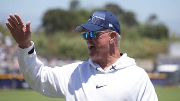 Jul 27, 2023; Oxnard, CA, USA; Dallas Cowboys executive vice president Stephen Jones during training camp at Marriott Residence Inn-River Ridge Playing Fields. Mandatory Credit: Kirby Lee-USA TODAY Sports