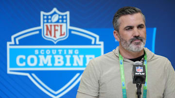 Feb 27, 2025; Indianapolis, IN, USA; Cleveland Browns coach Kevin Stefanski speaks during the 2025 NFL Scouting Combine at the Indiana Convention Center. Mandatory Credit: Kirby Lee-Imagn Images