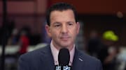 Feb 8, 2023; Phoenix, AZ, USA; NFL Network analyst Ian Rapoport on radio row at the media center at the Phoenix Convention Center.  Mandatory Credit: Kirby Lee-Imagn Images