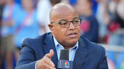 Jun 24, 2024; Eugene, OR, USA; NBC Sports broadcaster Mike Tirico during the US Olympic Team Trials at Hayward Field. Mandatory Credit: Kirby Lee-Imagn Images