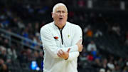 Mar 13, 2024; Las Vegas, NV, USA; Oregon State Beavers coach Wayne Tinkle reacts against the UCLA Bruins in the second half at T-Mobile Arena. Mandatory Credit: Kirby Lee-Imagn Images