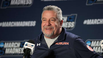 Mar 21, 2024; Spokane, WA, USA; Auburn Tigers coach Bruce Pearl at a press conference at Spokane Veterans Memorial Arena. Mandatory Credit: Kirby Lee-USA TODAY Sports