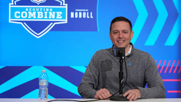Feb 27, 2024; Indianapolis, IN, USA; New England Patriots director of scouting Eliot Wolf during the NFL Scouting Combine at Indiana Convention Center.