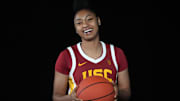 USC women's basketball star JuJu Watkins during media days. 