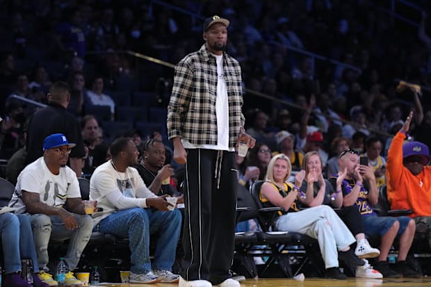 Kevin Durant attends the WNBA game between the Chicago Sky and the LA Sparks