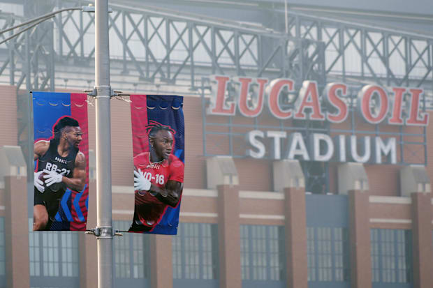 Banners at the NFL Scouting Combine at Lucas Oil Stadium. 