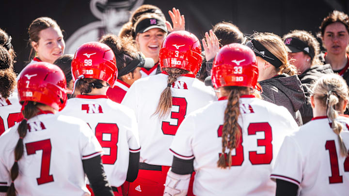 Nebraska softball celebrates a run-rule victory over Montana in the Troy Cox Classic in New Mexico on Feb. 15, 2025. Nebraska softball celebrates a run-rule victory over Montana in the Troy Cox Classic in New Mexico on Feb. 15, 2025.