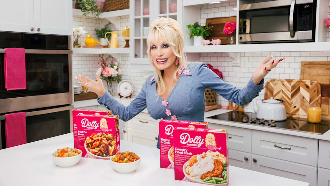 NEW Dolly Parton Frozen Meals + Dessert. Credit: JB Rowland, courtesy of Dolly Parton