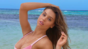 Alexis Ren was photographed by Yu Tsai in Aruba. Swimsuit by Fox Swim.