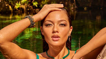 Mia Kang was photographed by Ruven Afanador in Mexico. Swimsuit by Agent Provocatuer.