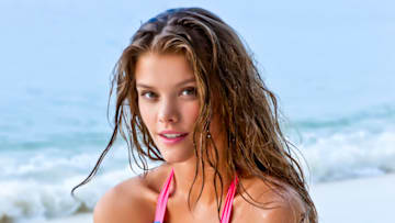 Nina Agdal was photographed by James Macari on Desroches Island, Seychelles.