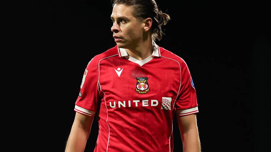 George Dobson during the Sky Bet Championship match between Wrexham AFC and Portsmouth at Racecourse Ground.