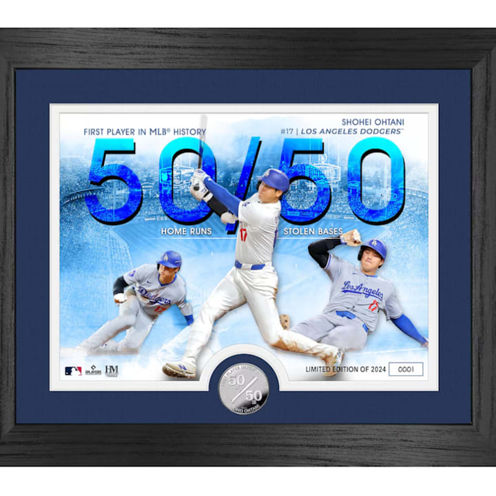 Shohei Ohtani Los Angeles Dodgers Highland Mint 15" x 18" Commemorative 50/50 Club Silver Coin Photo Mint
