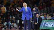 Jan 27, 2025; Los Angeles, California, USA; UCLA Bruins head coach Mick Cronin reacts against the Southern California Trojans at the Galen Center. Mandatory Credit: Kirby Lee-Imagn Images