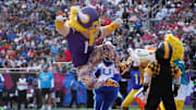 Feb 2, 2025; Orlando, FL, USA; Minnesota Vikings mascot Viktor during the 2025 Pro Bowl Games at Camping World Stadium. Mandatory Credit: Kirby Lee-Imagn Images