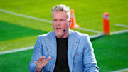 Jan 1, 2025; Pasadena, California, USA; Pat McAfee on the ESPN Gameday set at Rose Bowl Stadium. Mandatory Credit: Kirby Lee-Imagn Images
