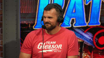 Feb 5, 2025; New Orleans, LA, USA; New York Jets punter Thomas Morstead on the Pat McAfee Show set at the Super Bowl LIX media center at the Ernest N. Morial Convention Center. Mandatory Credit: Kirby Lee-Imagn Images