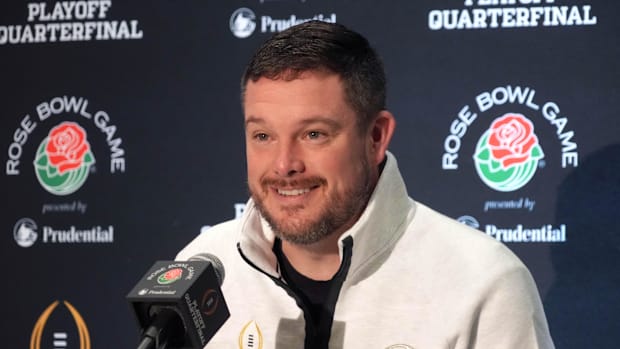 Dec 30, 2024; Los Angeles, CA, USA; Oregon Ducks head coach Dan Lanning during Rose Bowl media day at Sheraton Grand LA. Mand
