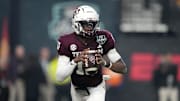 Texas A&M Aggies quarterback Marcel Reed throws the ball against the Southern California Trojans.