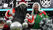 Las Vegas Raiders fans pose in Christmas costumes during the game against the Jacksonville Jaguars.