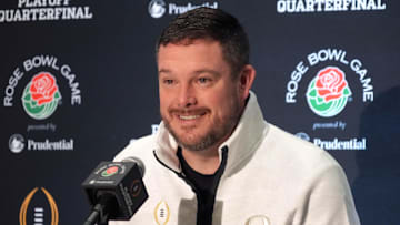 Dec 30, 2024; Los Angeles, CA, USA; Oregon Ducks head coach Dan Lanning during Rose Bowl media day at Sheraton Grand LA.