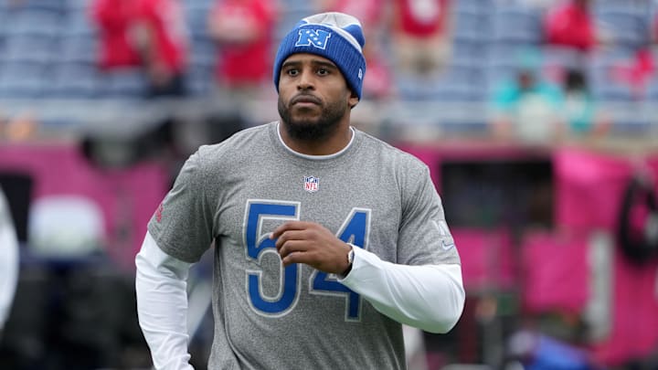 Feb 1, 2025; Orlando, FL, USA; Washington Commanders linebacker Bobby Wagner (54) during NFC Practice for the Pro Bowl Games at Camping World Stadium. Mandatory Credit: Kirby Lee-Imagn Images