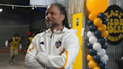 Dec 5, 2024; Huntington Park, California, USA; LA Galaxy former player Cobi Jones at the 2024 MLS Cup Legacy Project community event at the East Side Riders Bike Club. Mandatory Credit: Kirby Lee-Imagn Images