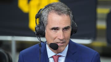 Nov 13, 2024; Los Angeles, California, USA; Big Ten Network analyst Seth Davis during a game between the Texas-Arlington Mavericks and the Southern California Trojans at Galen Center. Mandatory Credit: Kirby Lee-Imagn Images