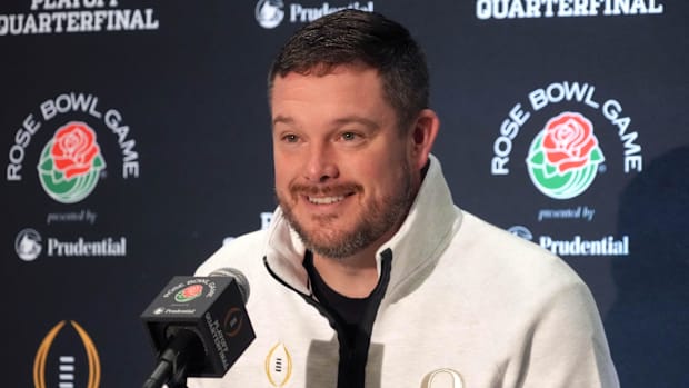 Dec 30, 2024; Los Angeles, CA, USA; Oregon Ducks head coach Dan Lanning during Rose Bowl media day at Sheraton Grand LA. Mand