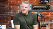 Pat McAfee on the Pat McAfee Show set on Radio Row at the Super Bowl LIX media center. 