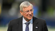 Dec 8, 2024; Inglewood, California, USA; Buffalo Bills owner Terry Pegula attends the game against the Los Angeles Rams at SoFi Stadium. Mandatory Credit: Kirby Lee-Imagn Images