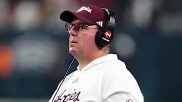 Texas A&M Aggies head coach Mike Elko reacts against the Southern California Trojans.