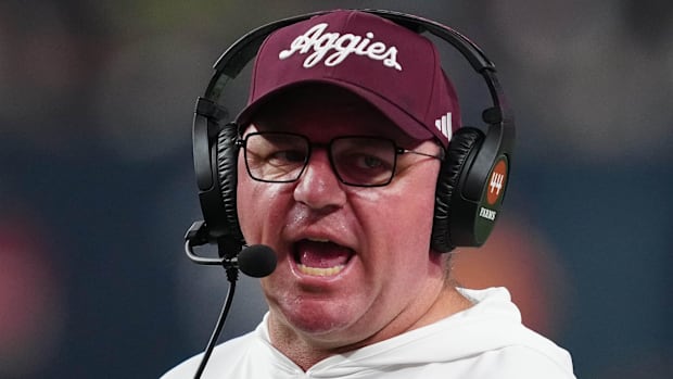 Dec 27, 2024; Las Vegas, NV, USA; Texas A&M Aggies head coach Mike Elko