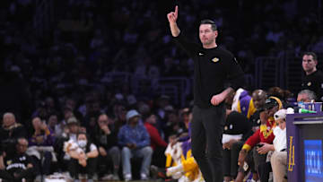 Dec 15, 2024; Los Angeles, California, USA; Los Angeles Lakers coach JJ Redick reacts in the second half against the Memphis Grizzlies at Crypto.com Arena. Mandatory Credit: Kirby Lee-Imagn Images