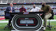 From left: Scott Van Pelt, Ryan Clark, Jason Kelce and Marcus Spears on the ESPN NFL Postseason Countdown set during the 2025 Pro Bowl Games at Camping World Stadium. 