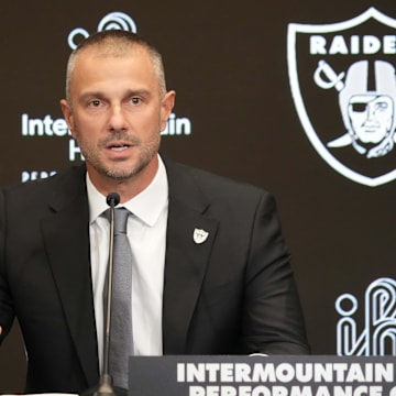 Jan 27, 2025; Las Vegas, NV, USA; Las Vegas Raiders general manager John Spytek at press conference at Intermountain Health Performance Center. Mandatory Credit: Kirby Lee-Imagn Images