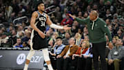 Mar 14, 2024; Milwaukee, Wisconsin, USA;  Milwaukee Bucks forward Giannis Antetokounmpo (34) is