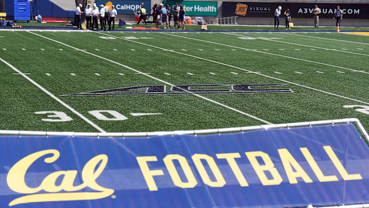 Aug 31, 2024; Berkeley, California, USA; The Atlantic Coast Conference logo is painted on the field before the game between the California Golden Bears and the UC Davis Aggies at California Memorial Stadium. Mandatory Credit: Darren Yamashita-Imagn Images Aug 31, 2024; Berkeley, California, USA; The Atlantic Coast Conference logo is painted on the field before the game between the California Golden Bears and the UC Davis Aggies at California Memorial Stadium. Mandatory Credit: Darren Yamashita-Imagn Images